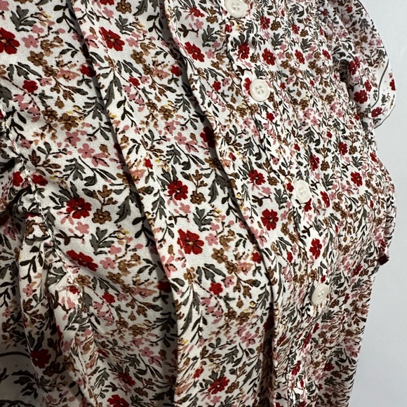 Max Studio Blouse Top Womens XS Multicolor Floral Ruffle Flutter Sleeves Peasant - Picture 8 of 12